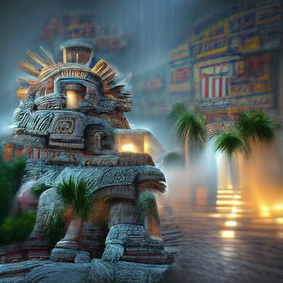 Majestic Aztec Temple in Digital Art Style