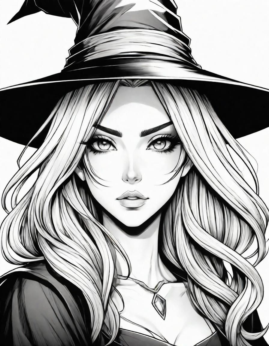 Manga Witch Portrait Coloring Page