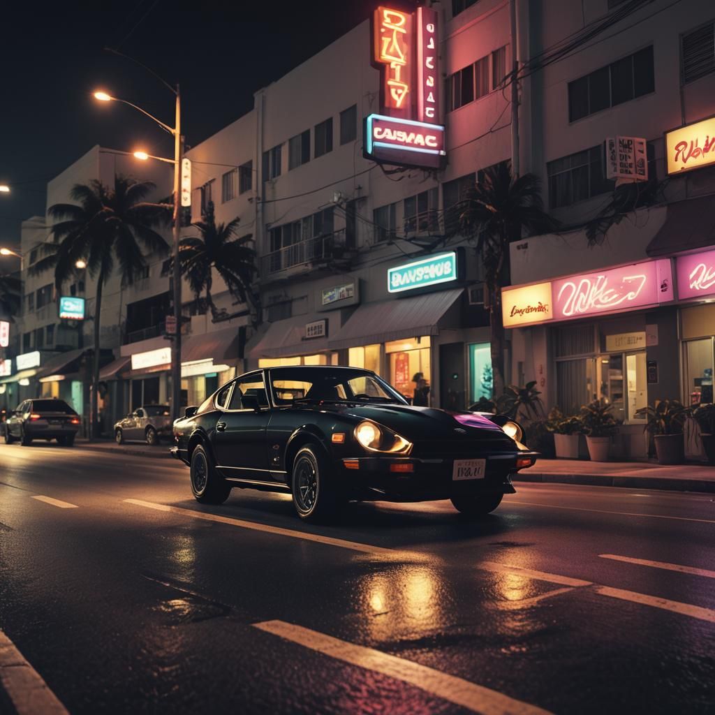 Datsun 280ZX Fairlady Drives Vice City Street