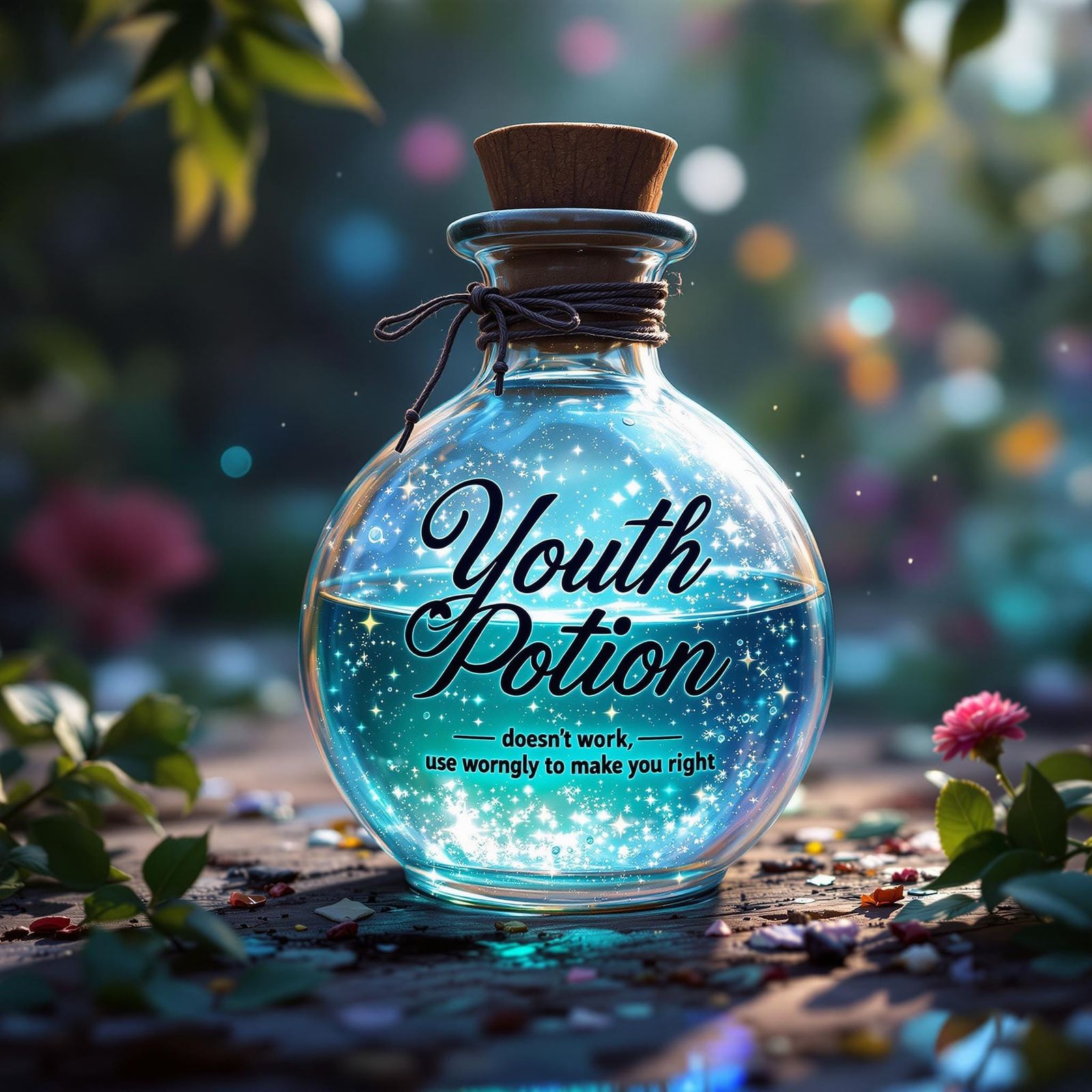 Mystical Vial of Youthful Whimsy in Dreamlike Fantasy Art