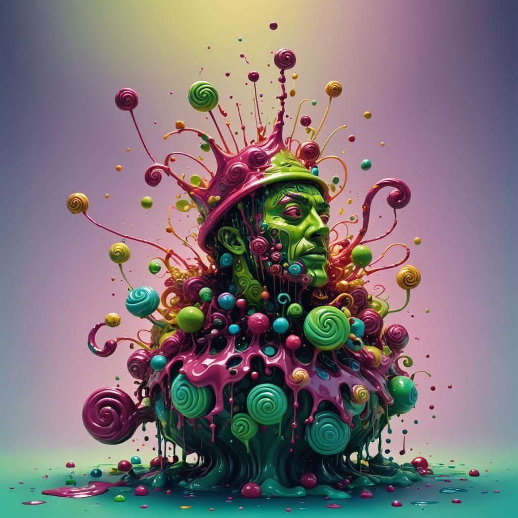 Surreal Lime Candyman in a Polychromatic Dreamscape