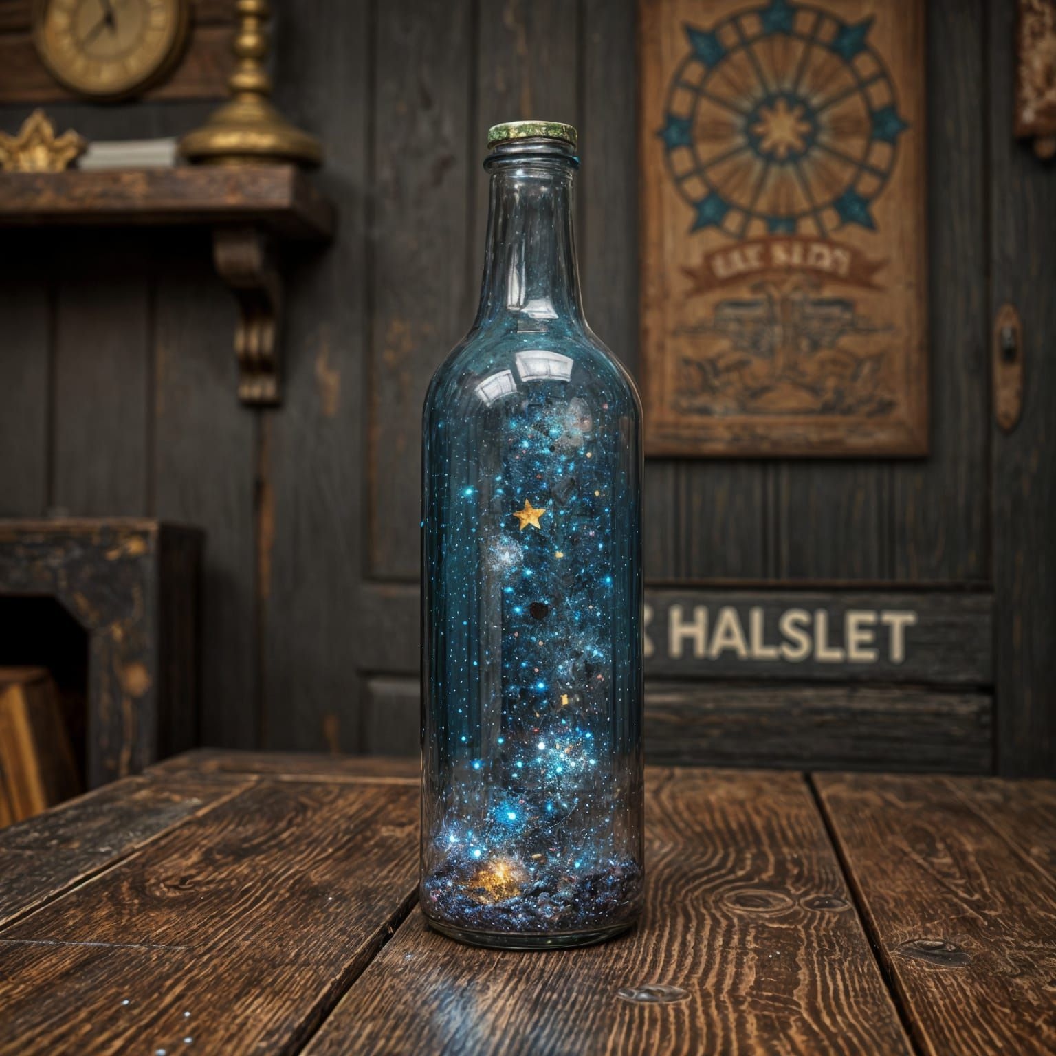 Cosmic Stardust in Antique Glass Bottle