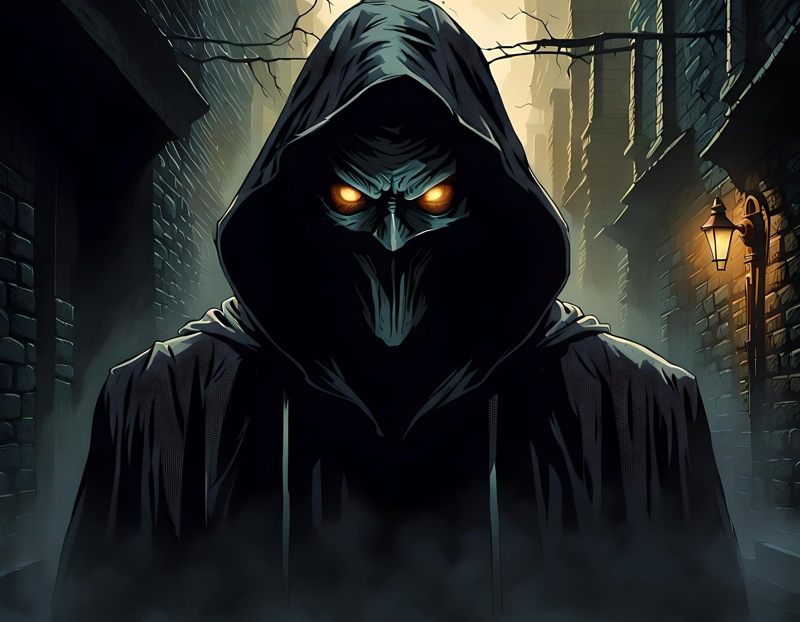 Eerie Portrait of a Scary Figure in Cloak
