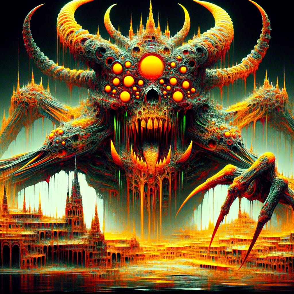 Medieval Village Devastated by a Colossal Reptilian Horror