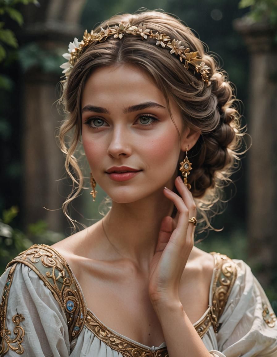 Slavic Goddess Vesna Portrait in Romantic Realism