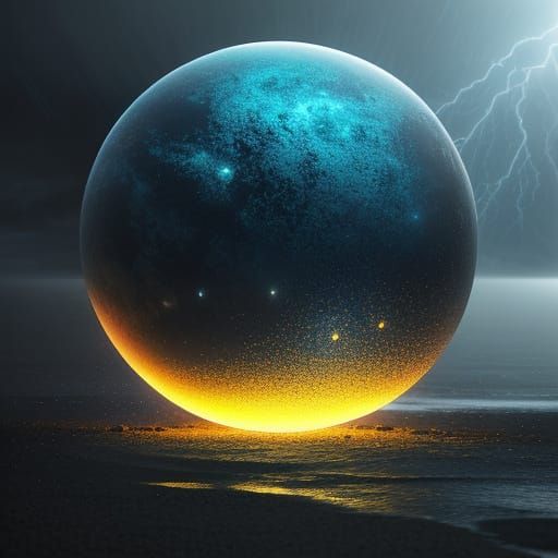 Ethereal Light Orb in Stormy Sands