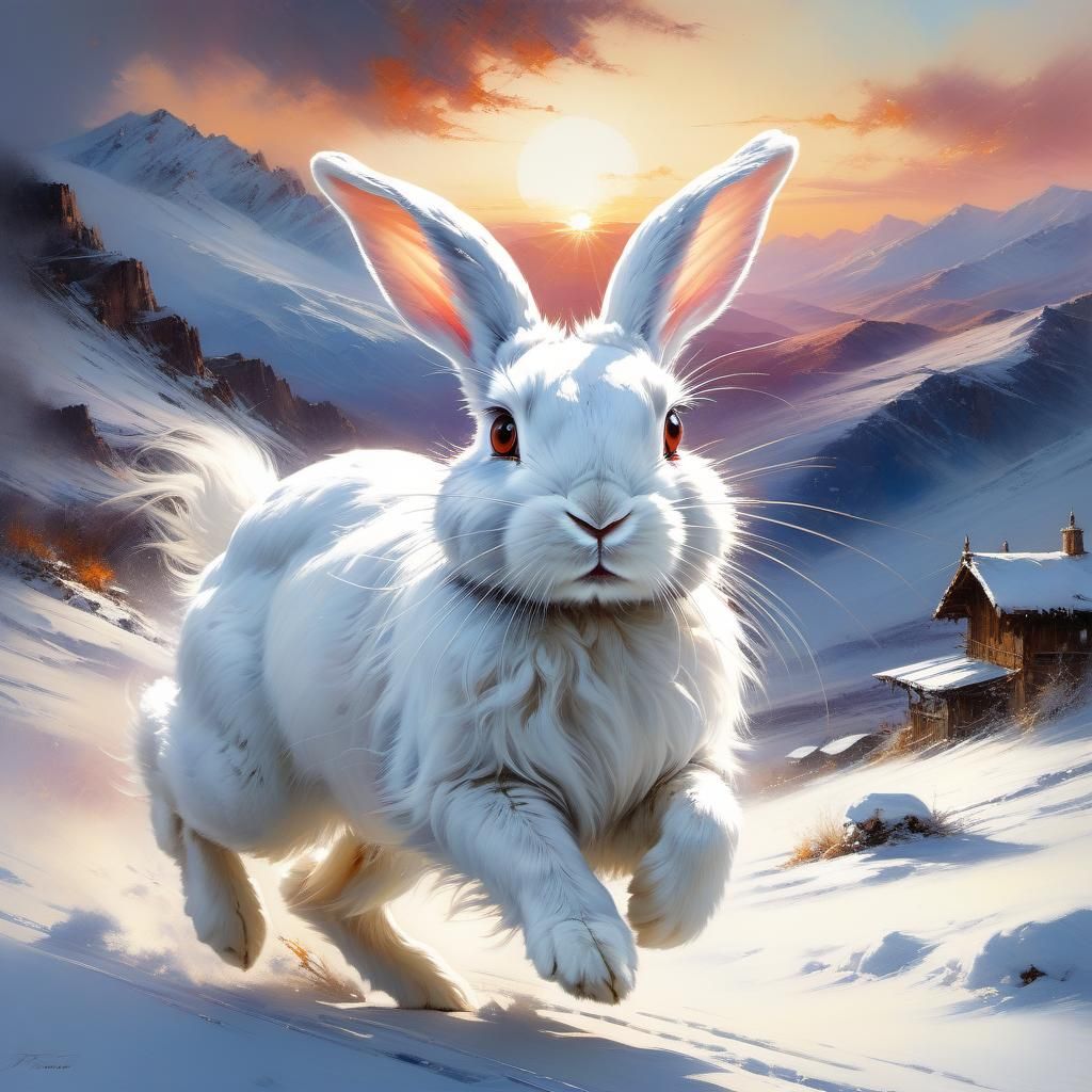 Snow Rabbit Fine Art Painting