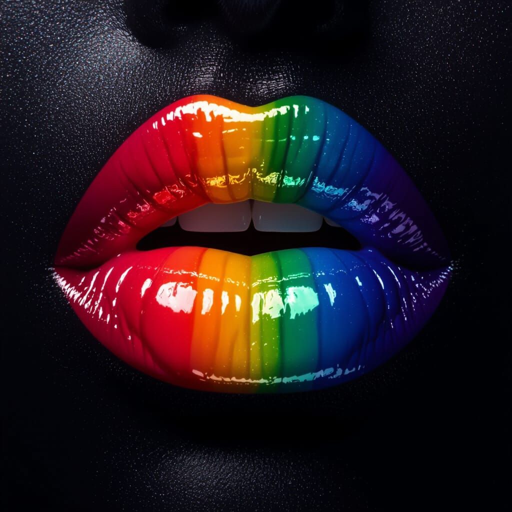Vibrant Rainbow Lips Hyperrealistic Studio Shot