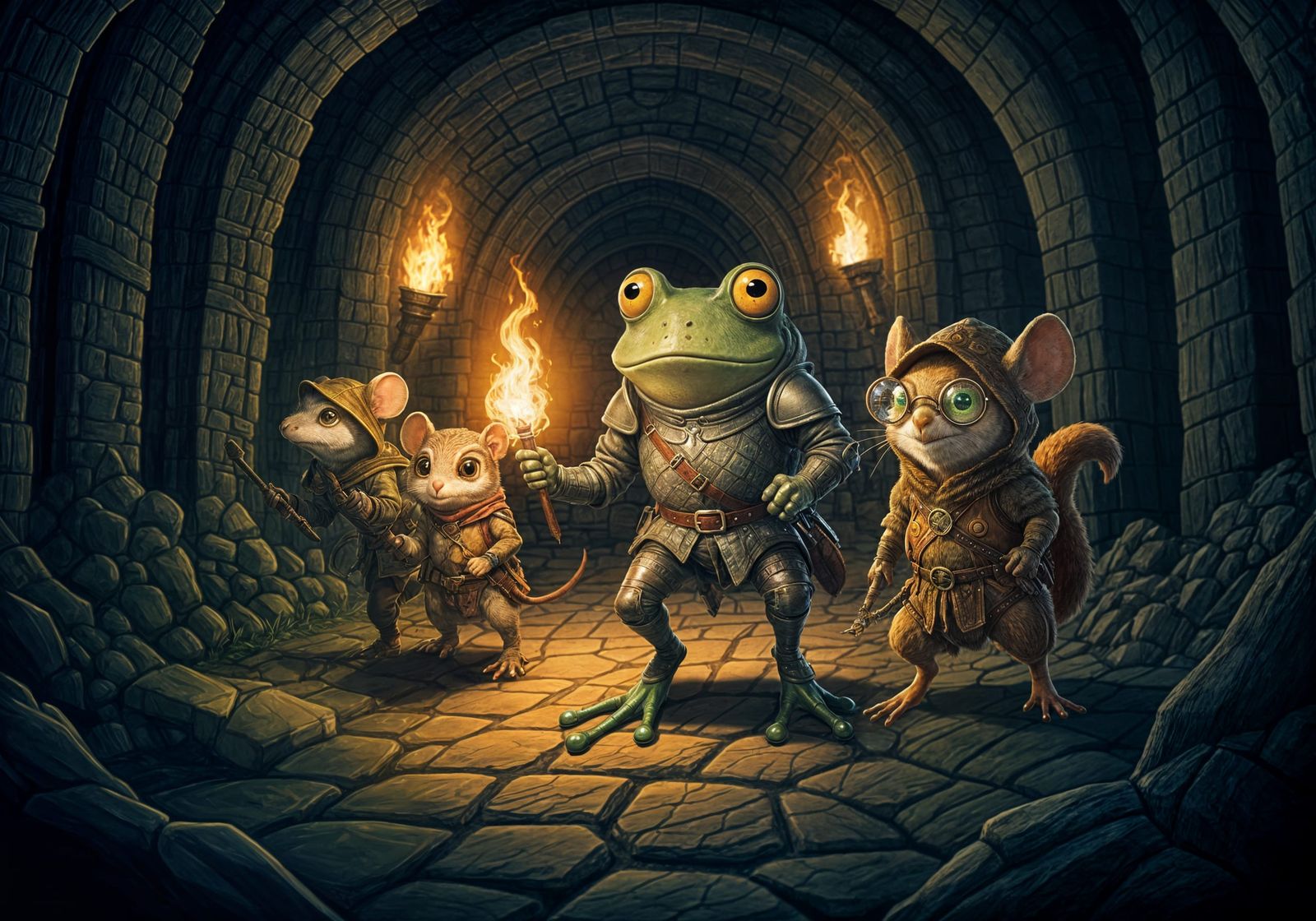 Fantasy Adventurers Explore a Dungeon