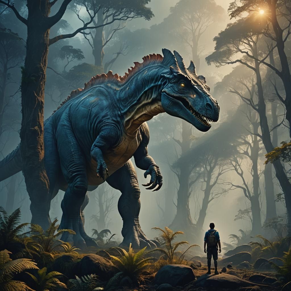 Surreal Hybrid Creature in Prehistoric Forest