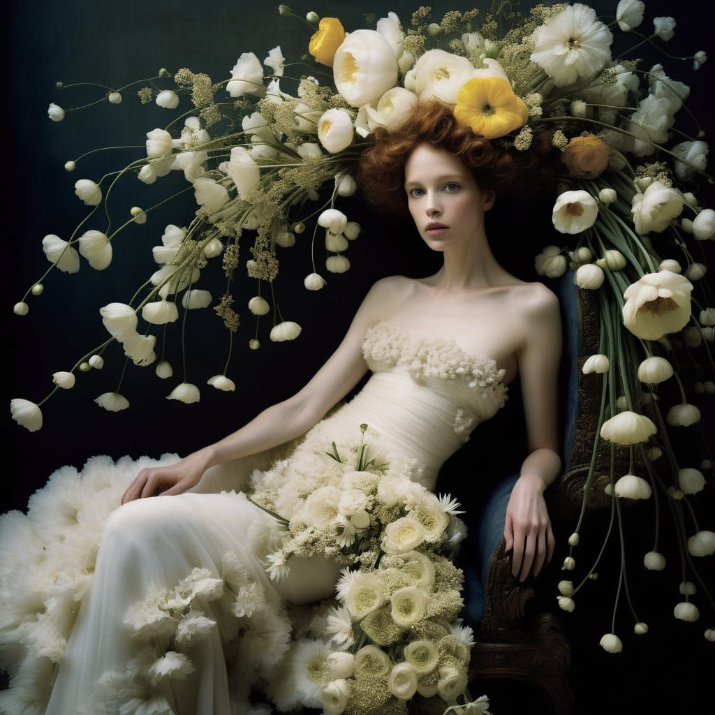 Floral Portrait in the Style of Gustav Klimt