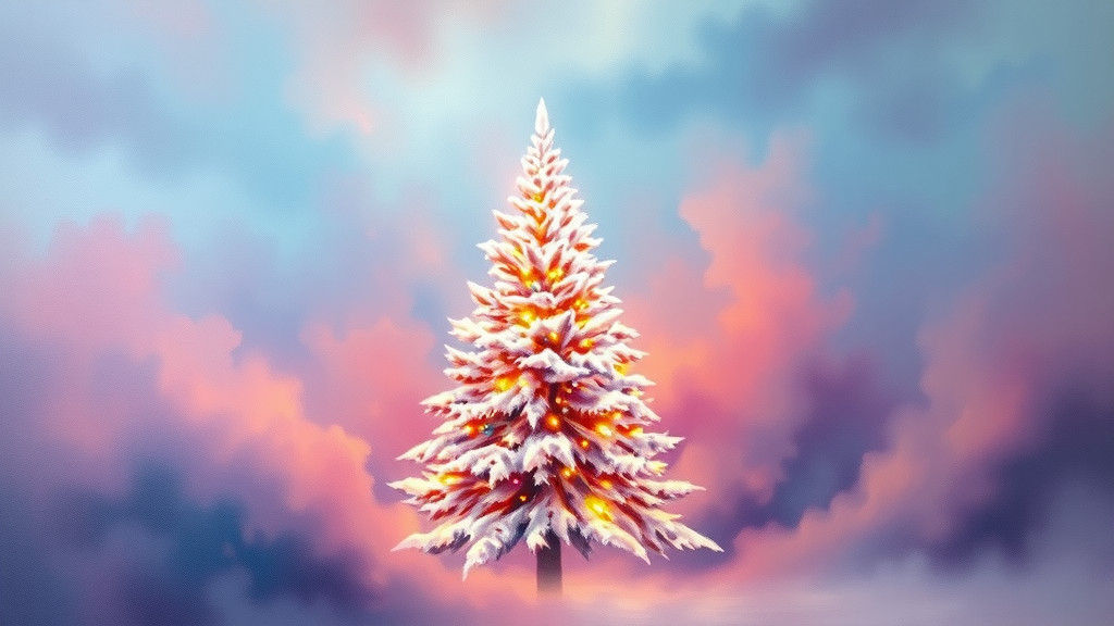 Pastel Christmas Tree in Ethereal Oil Painting