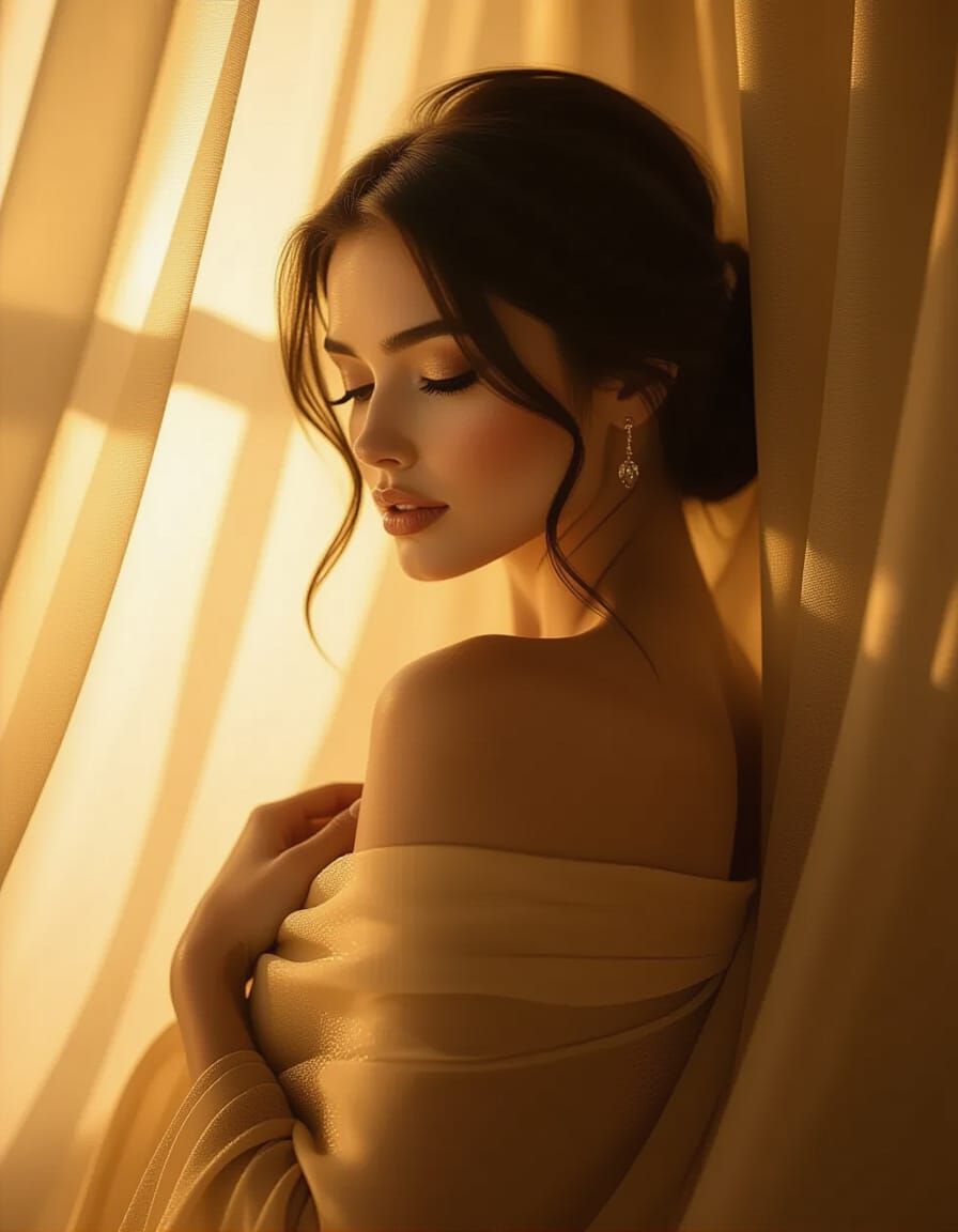 Woman in Golden Light Silhouette