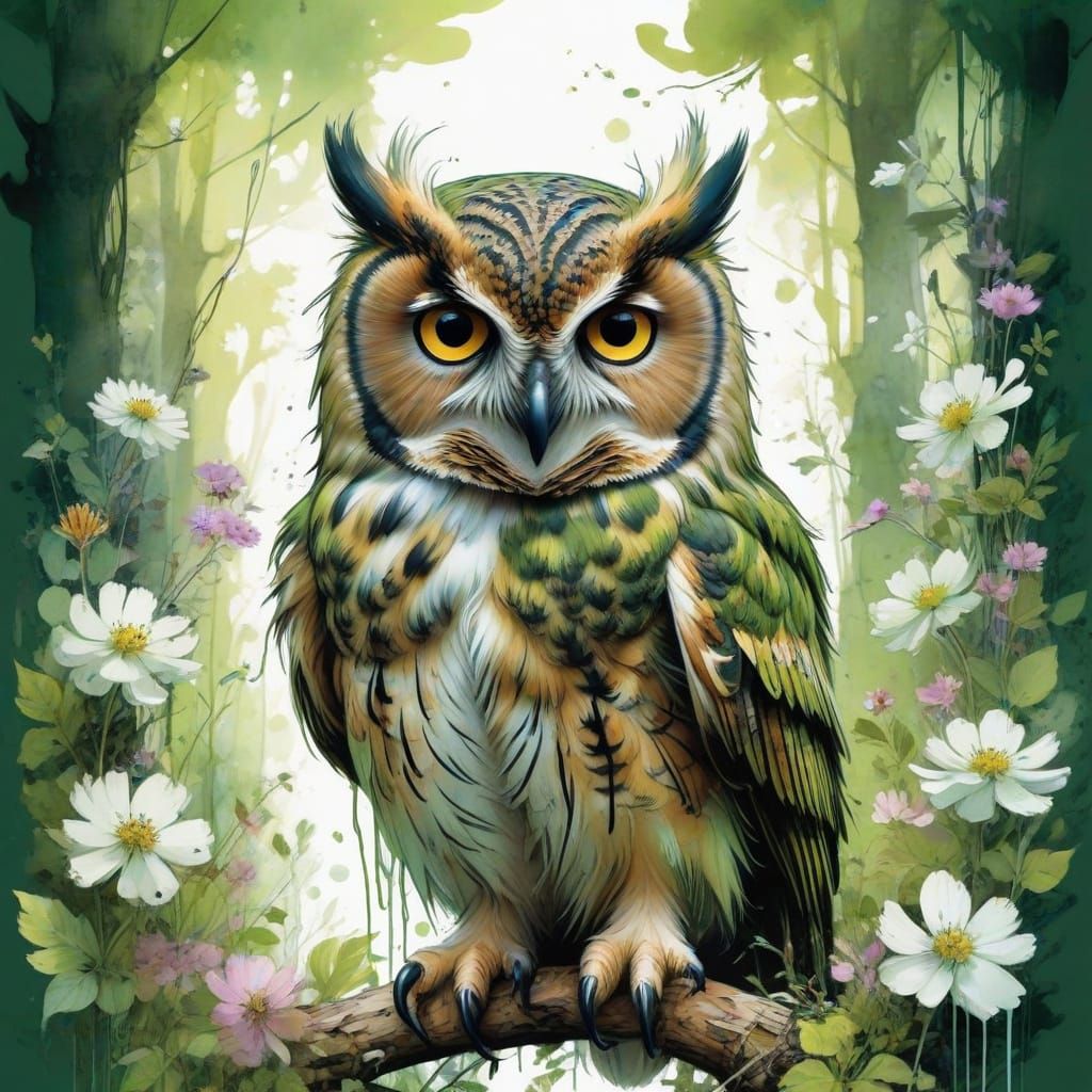 Whimsical Forest Scene in Watercolor Style