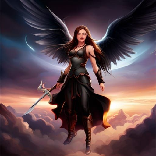 Striking Black Angel Logo Design