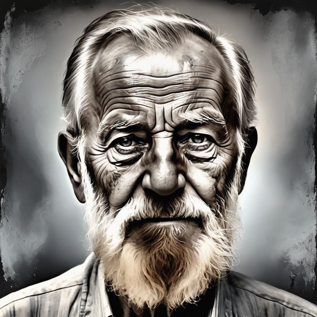 Elderly Man Portrait in Black and White