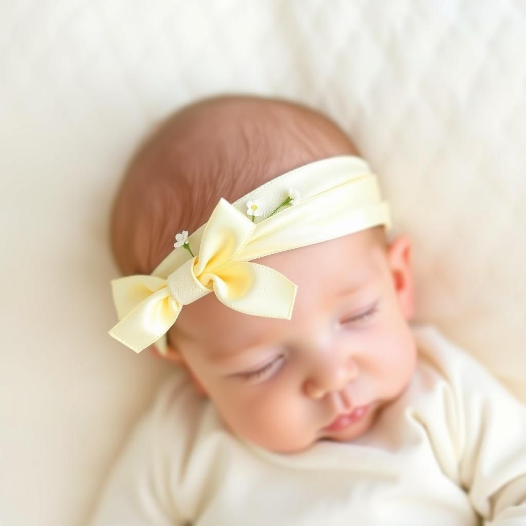 Newborn with Floral Headband in Minimalist Style