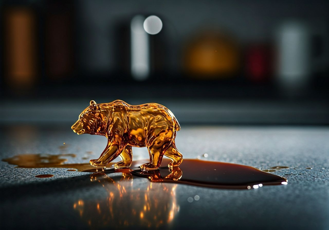 Liquid Coffee Bear Sculpture on Kitchen Counter