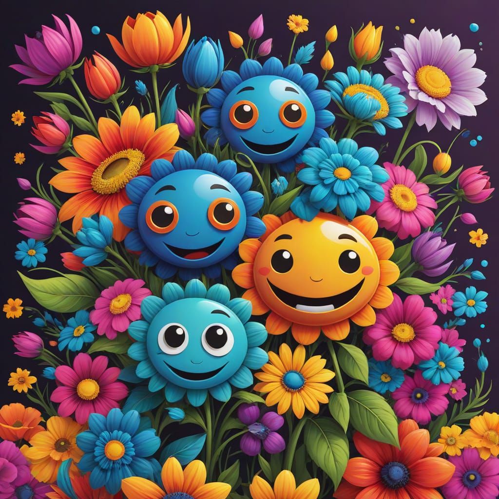 Vibrant Flowers in a Sunlit Meadow