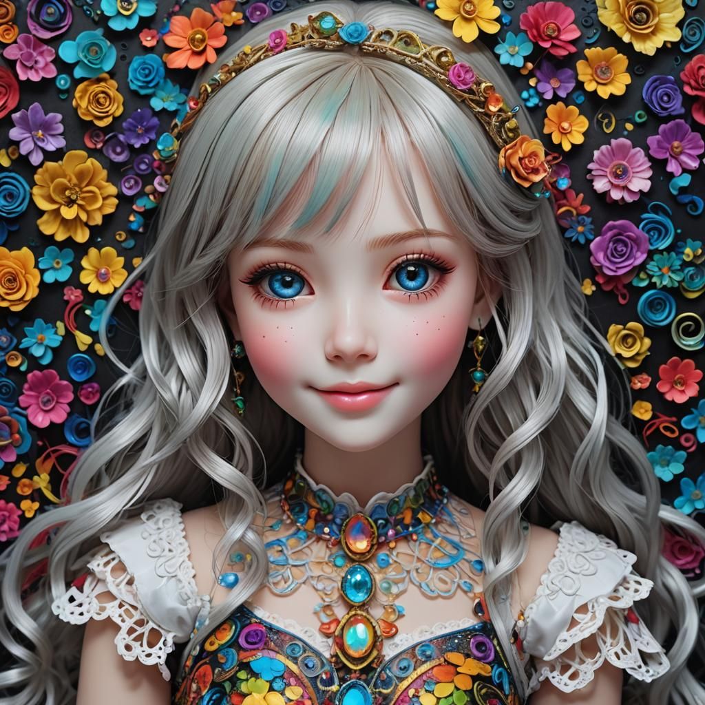 Hyper-Realistic Living Doll in Acrylic Style