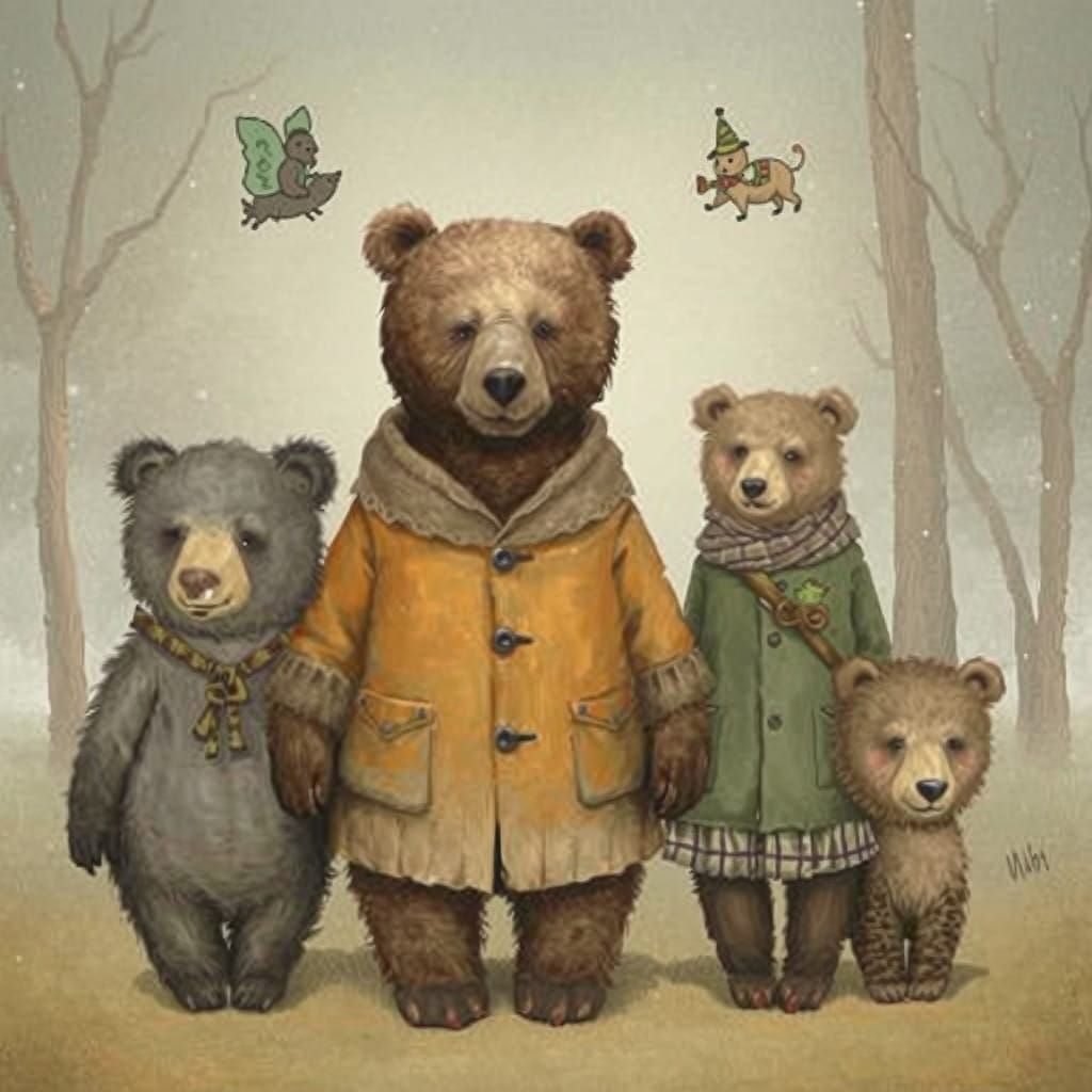 Enchanted Forest Creatures in Whimsical Illustration Style