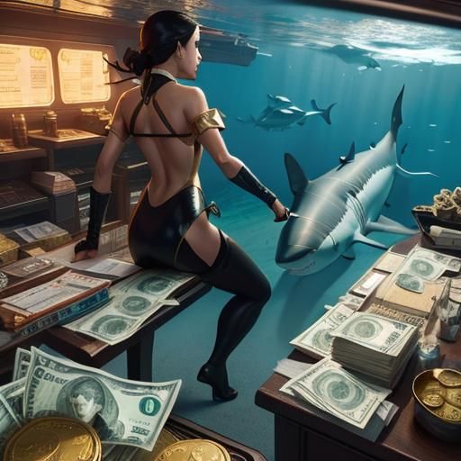 Sinister Shark Financier Swimming in Money