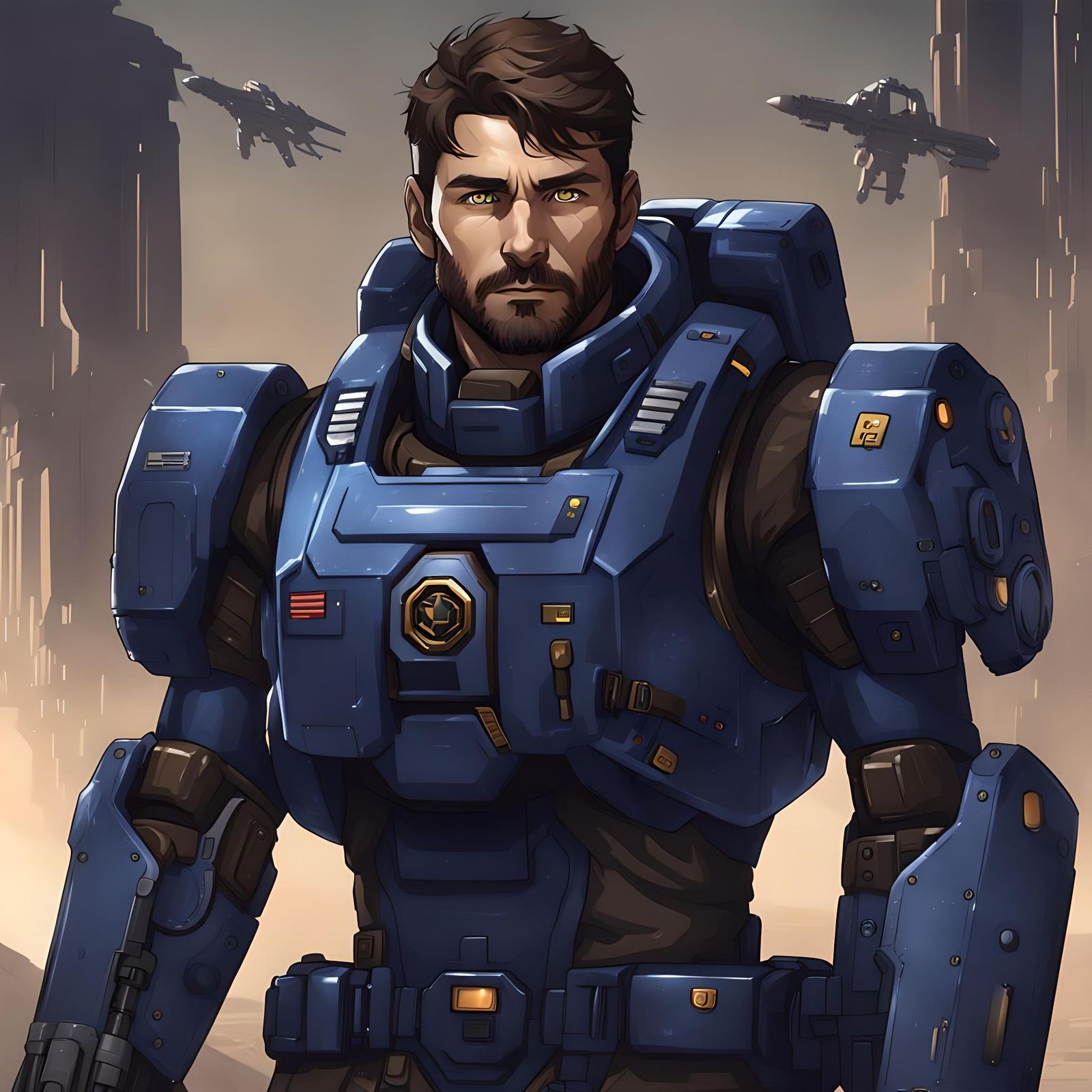 Dark Sci-Fi Mech Pilot in Tactical Uniform