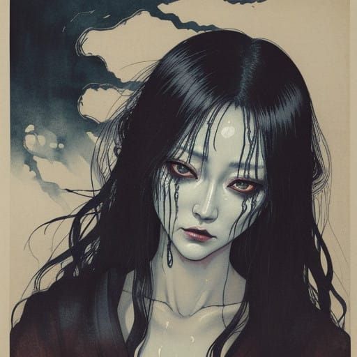 Onryo Waits in Japanese Horror Art