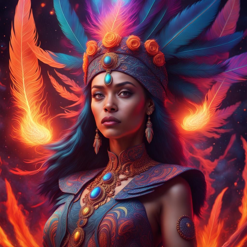 Psychedelic High Priestess in Hyperspace: Digital Art