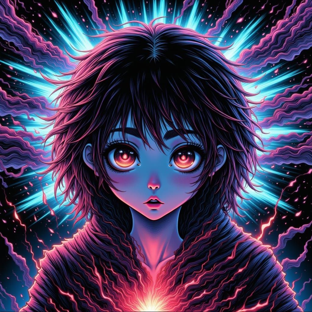 80s Anime Woman's Fierce Power Unleashed