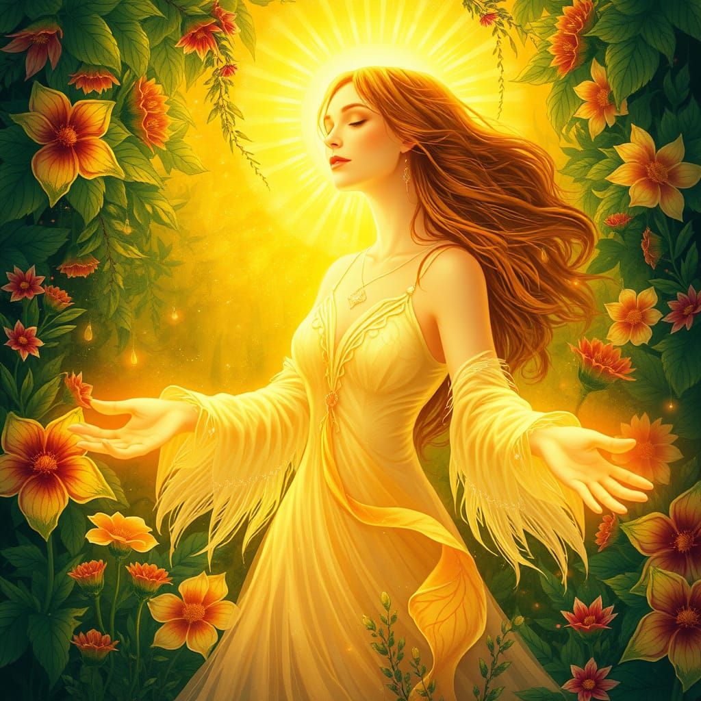 Ethereal Goddess Channels Nature's Life Force in Dreamlike I...
