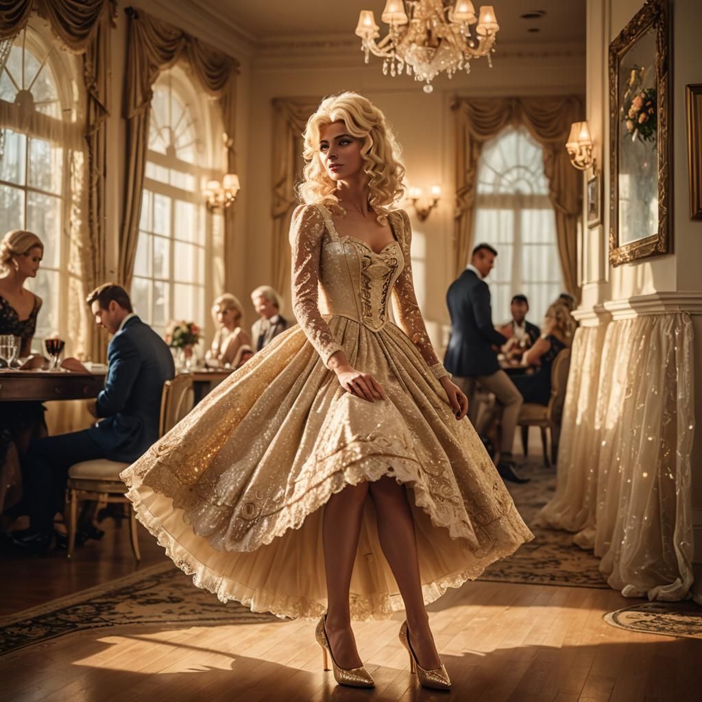 Young Man in Southern Belle Dress, Photorealistic