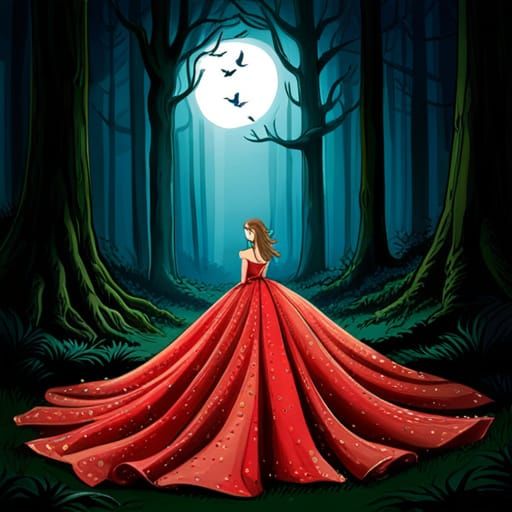 Lush Forest Clearing with Fireflies, by Rackham