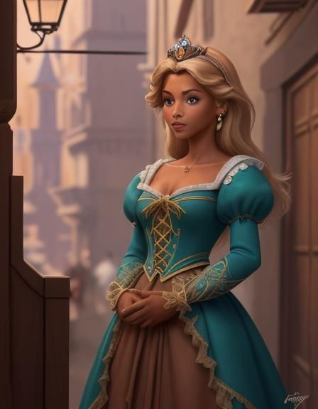 Concept art of a 2D Disney animation Princess