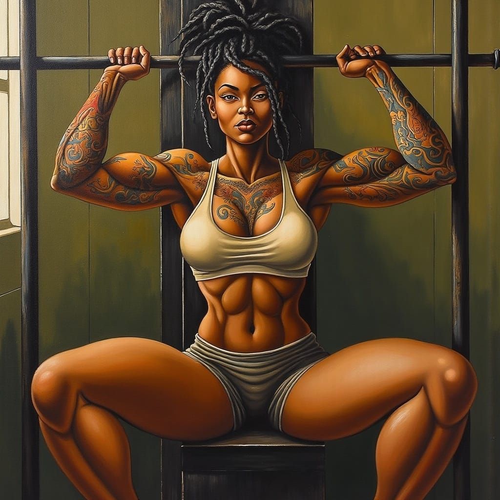 Strong African Woman in Stencil Art