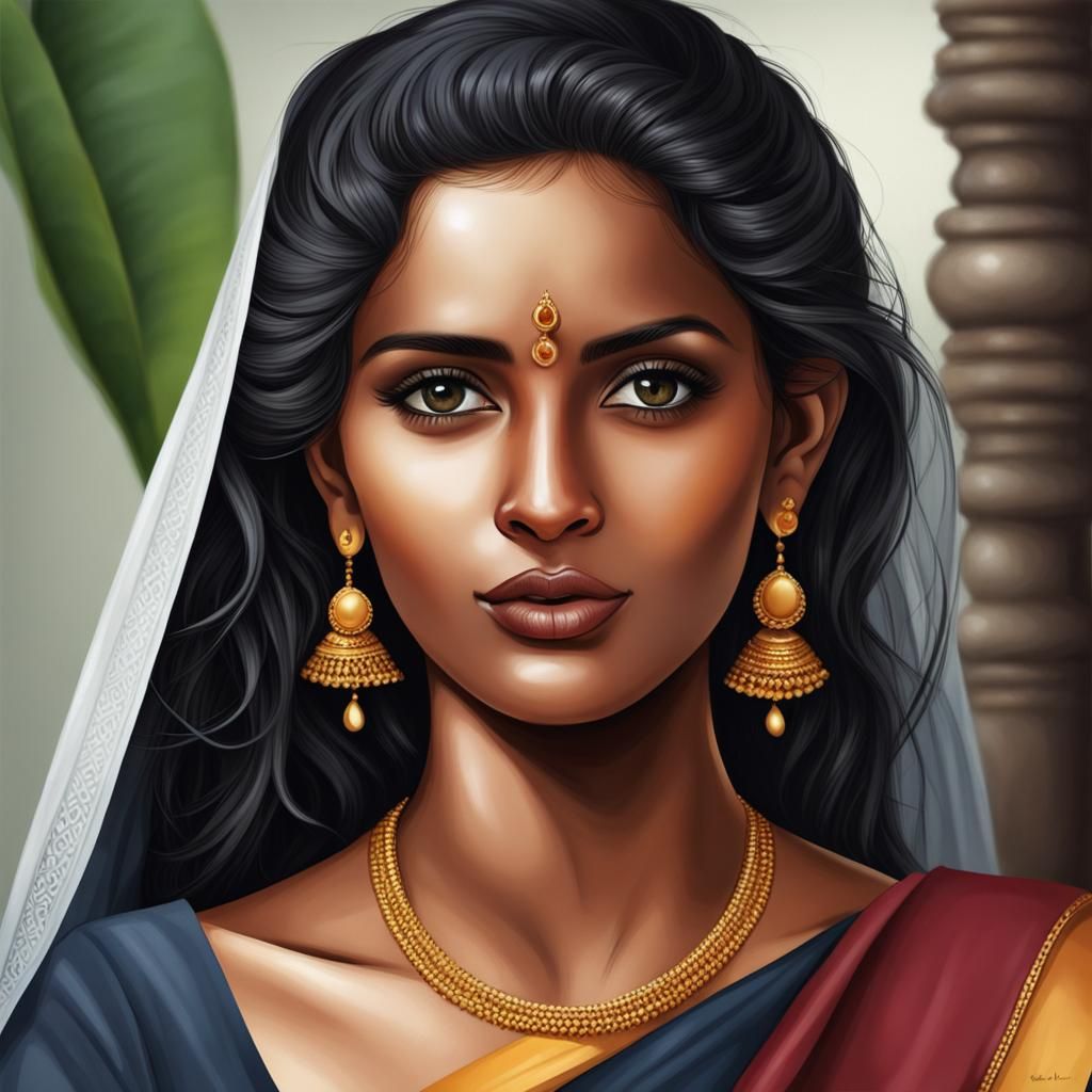 Realistic Portrait of a Beautiful Sri Lankan Woman
