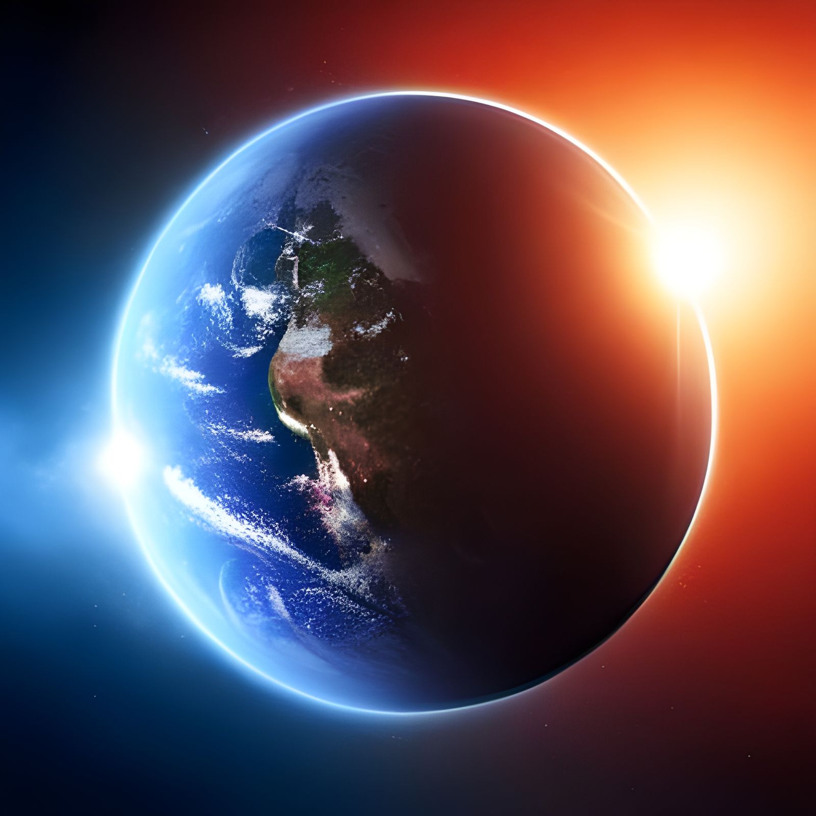 Earth Rotation in Space: Colorful Concept Art