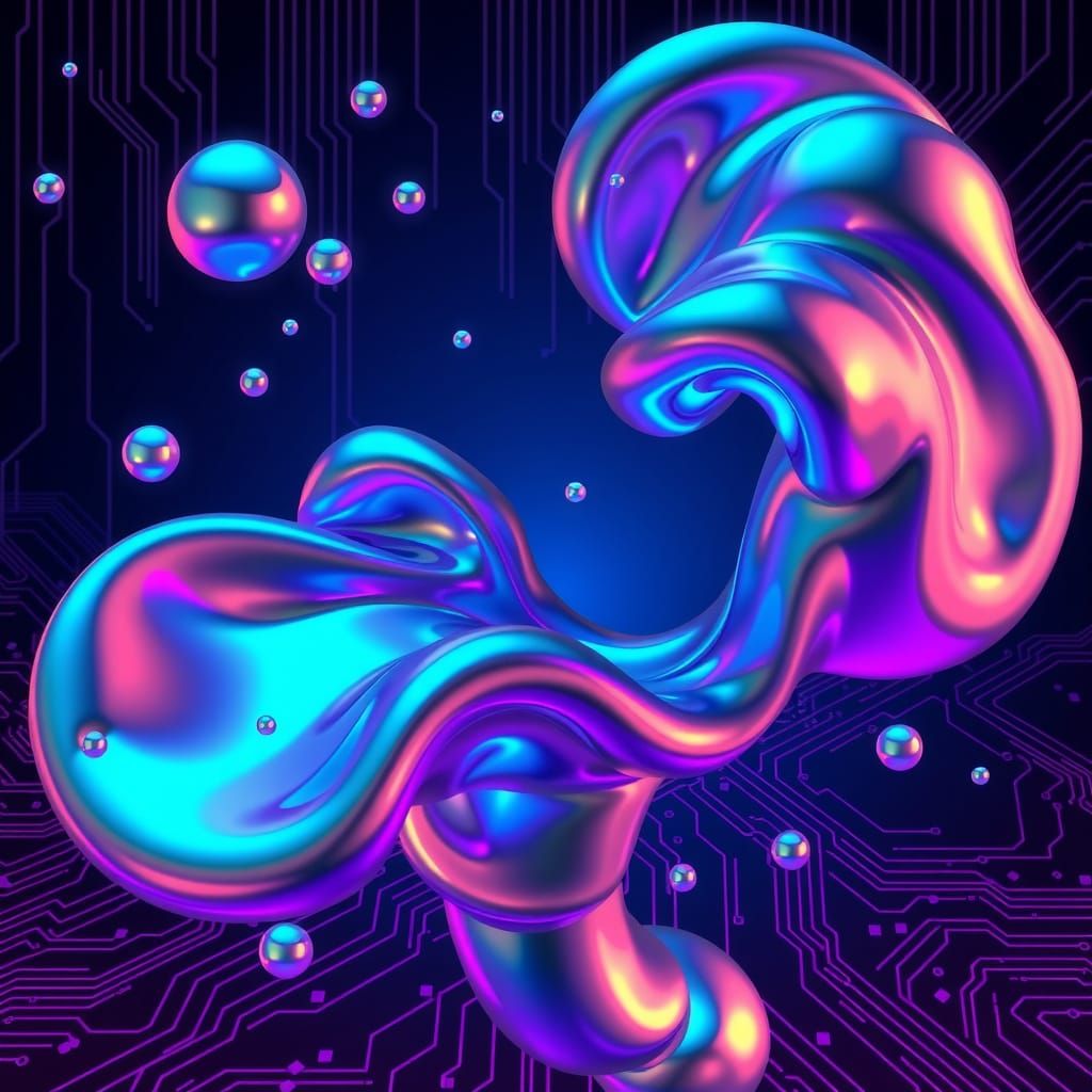 Hypnotic Liquid Metal Dance in Neon Cyberpunk Style