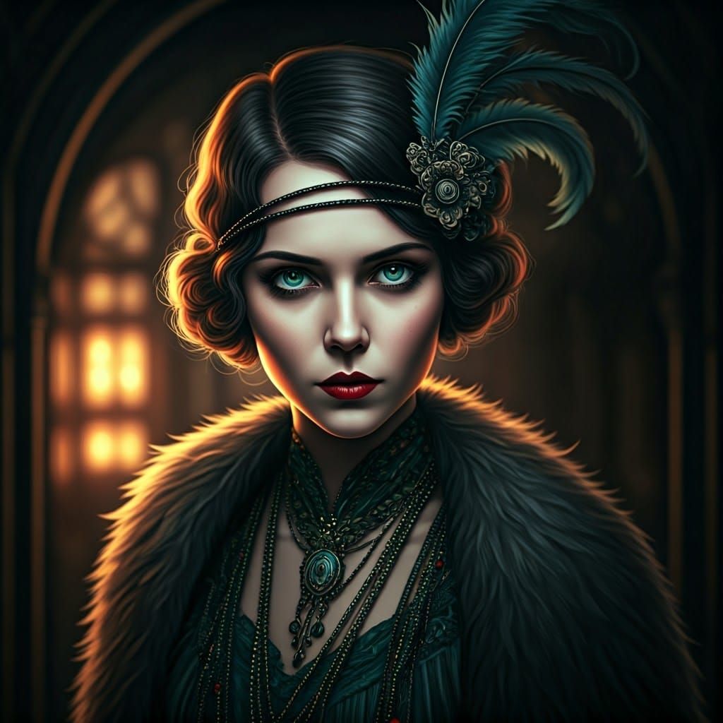 A Flapper's Glamorous Dream in Neon Lights