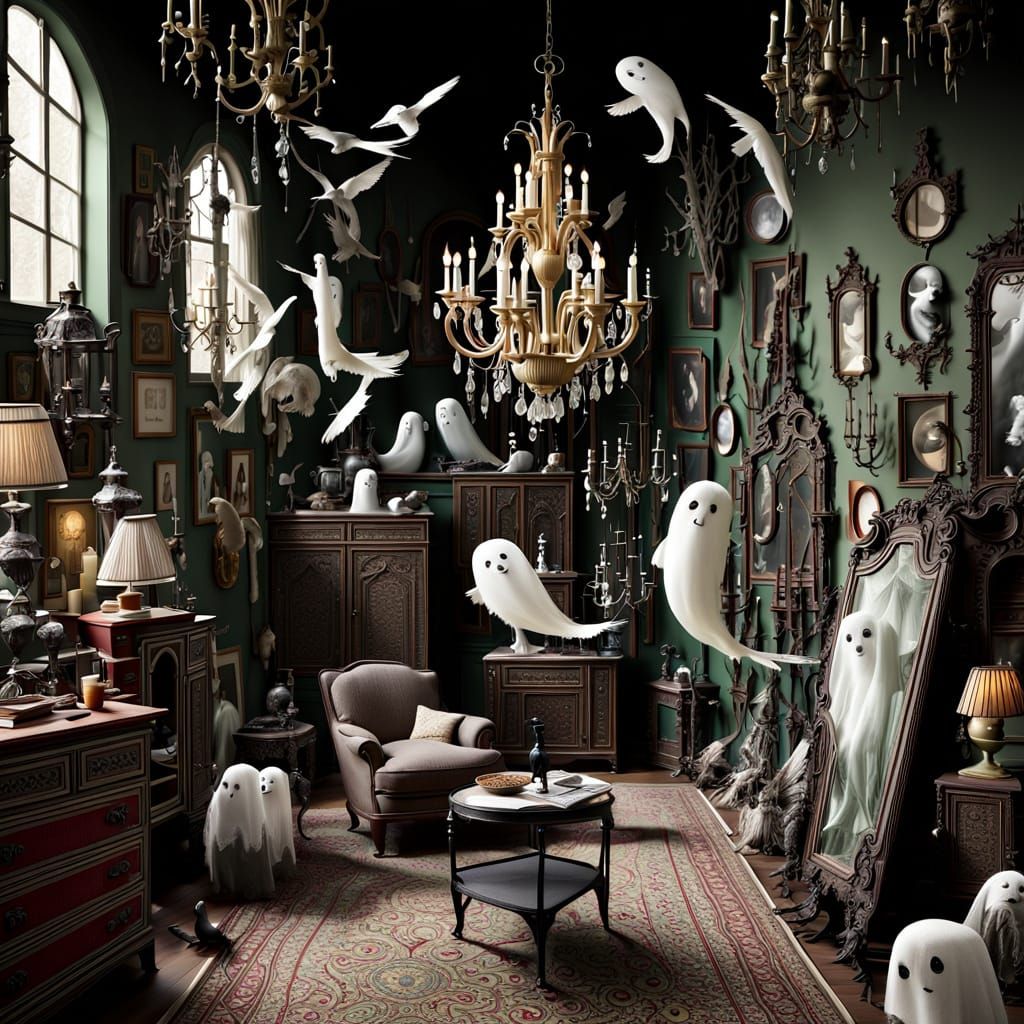 Ethereal Spirit of a Forgotten Era in a Gothic Study