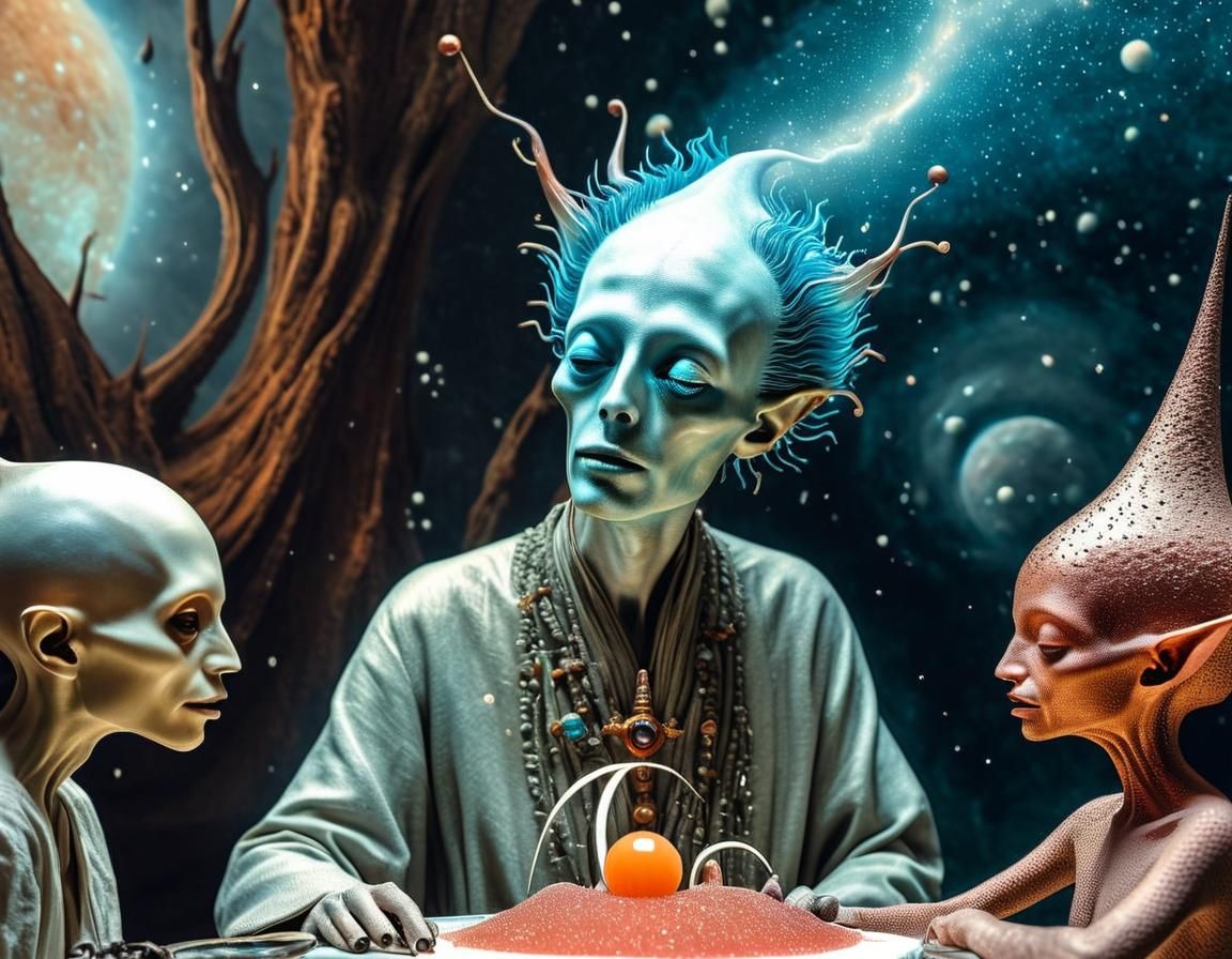 Surreal Biological Forms with Magical Particles