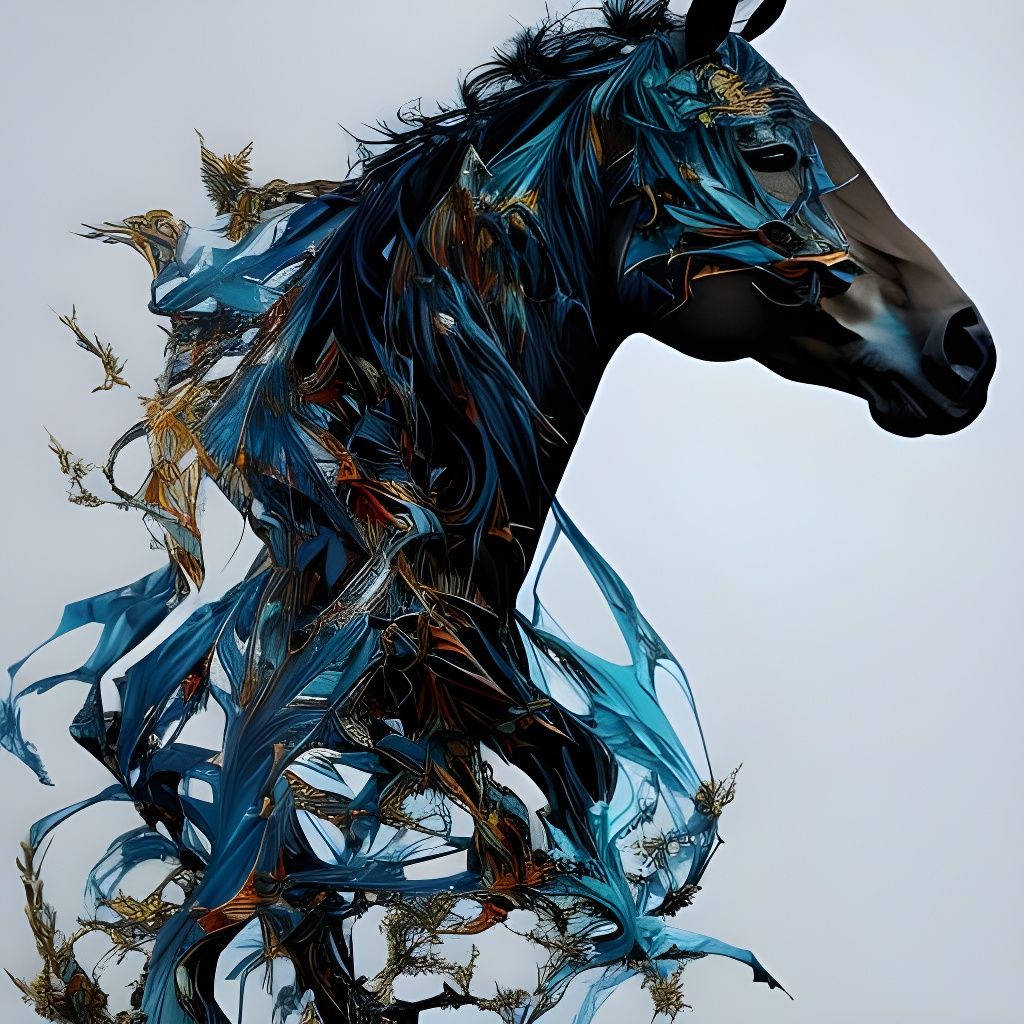 Inkblot Art Horse Portrait in Deep Colors