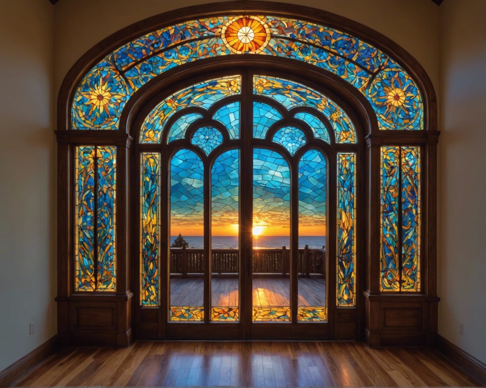 Celestial Mosaic Stained Glass Window Archway