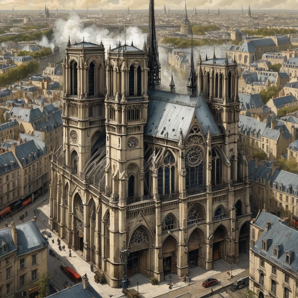 Notre Dame in Neo-Victorian Steampunk Style