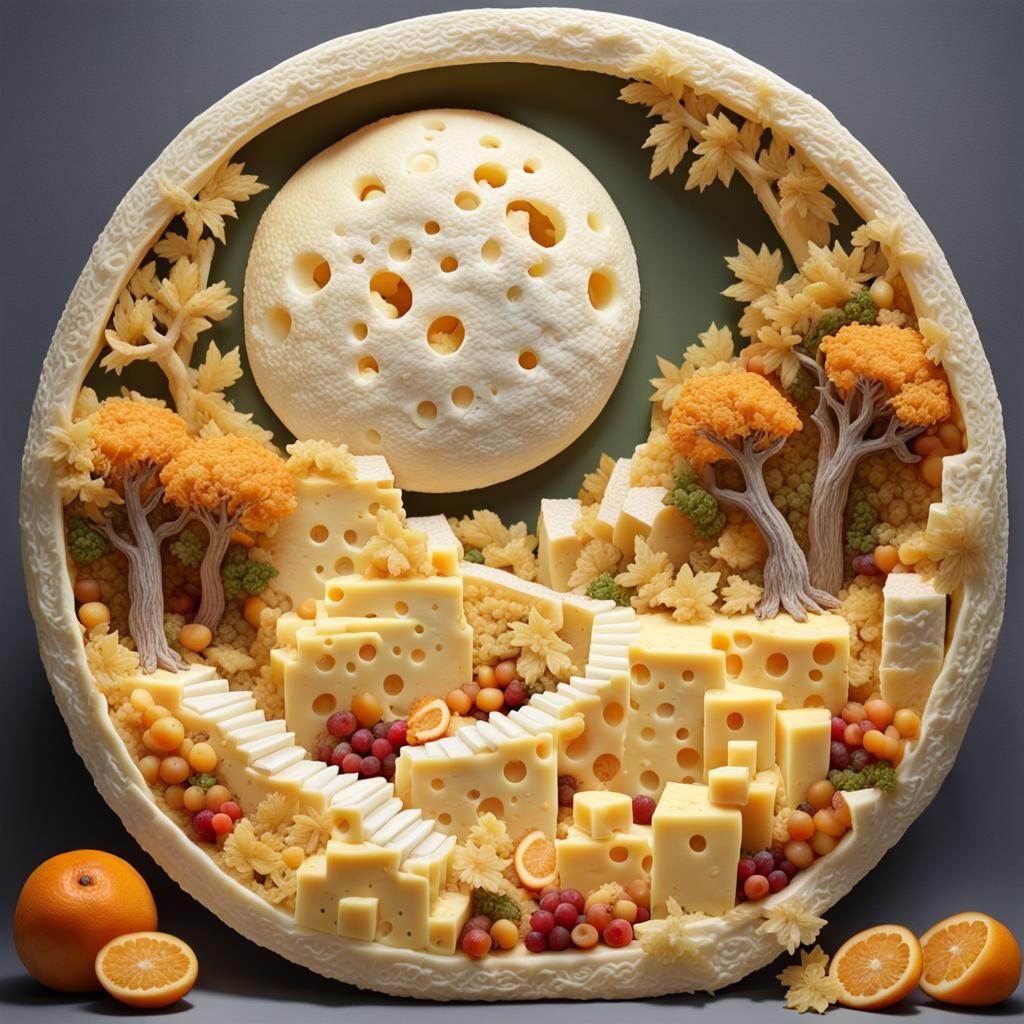 Cheese Moon Landscape with Filigree Details