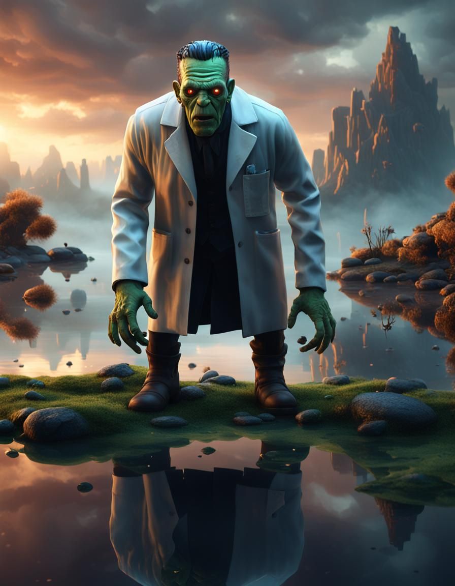 Frankenstein Reflection: Detailed Matte Painting in 8K