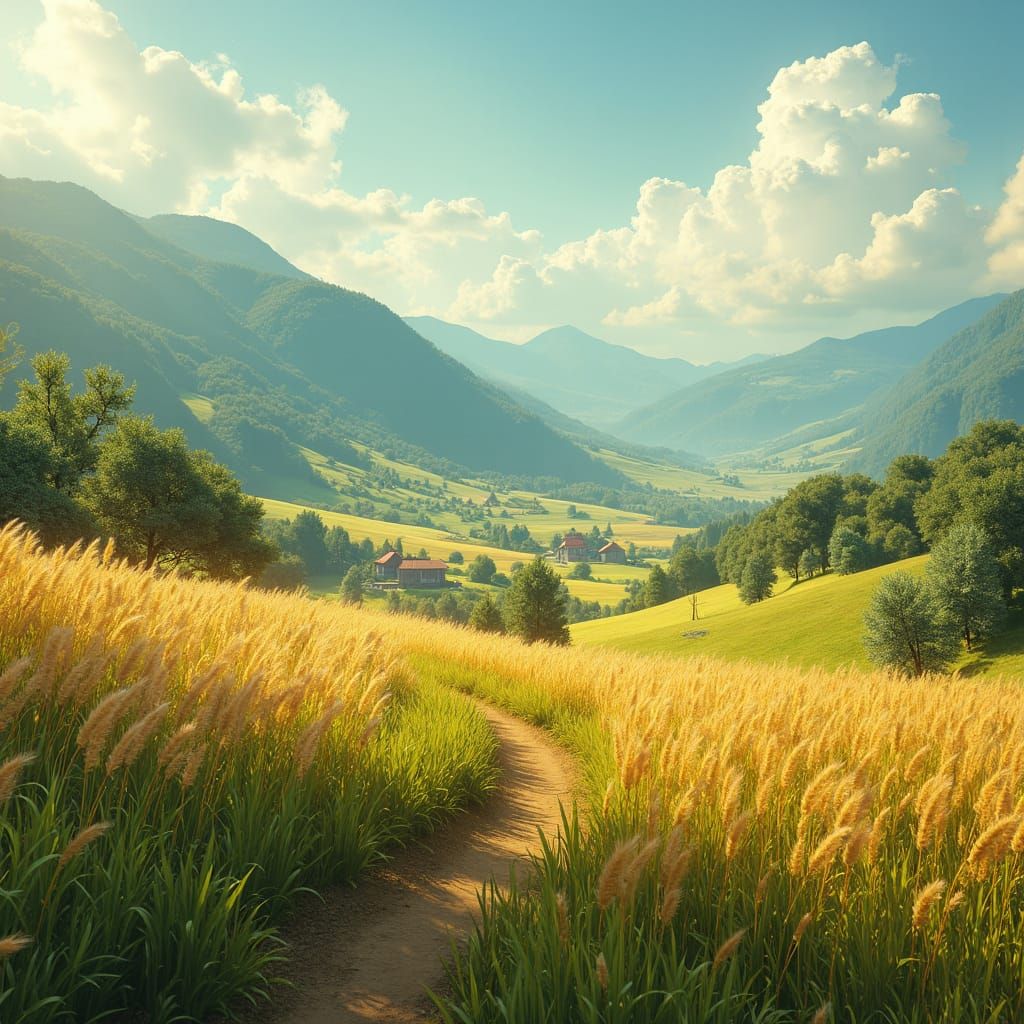 Rural Landscape Inspired by Syd Mead and Simon Stalenhag