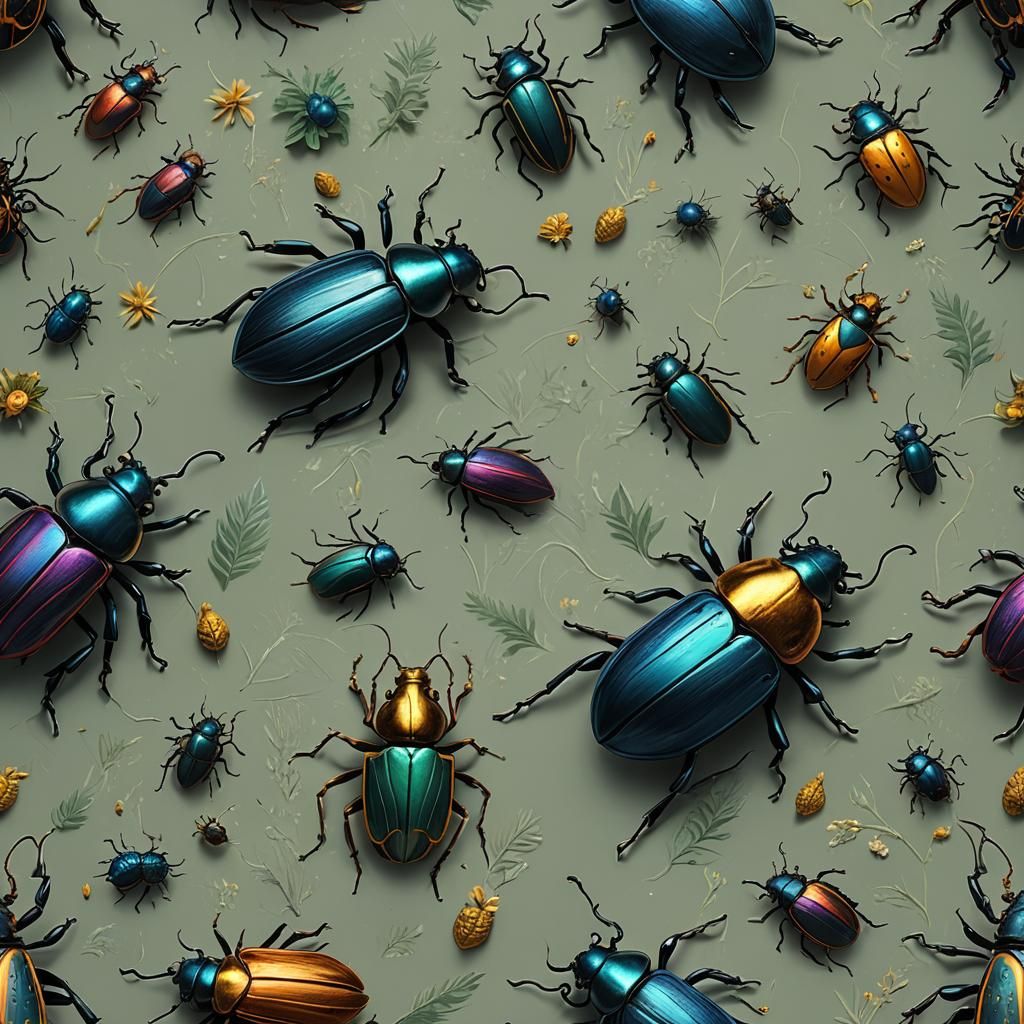 Detailed Beetle Matte Painting in Deep Color