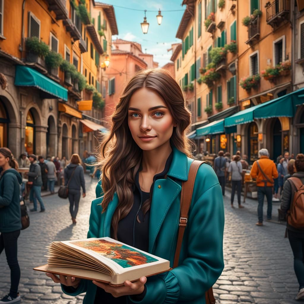 Italian Street Scene: Girl Shows Book Cover