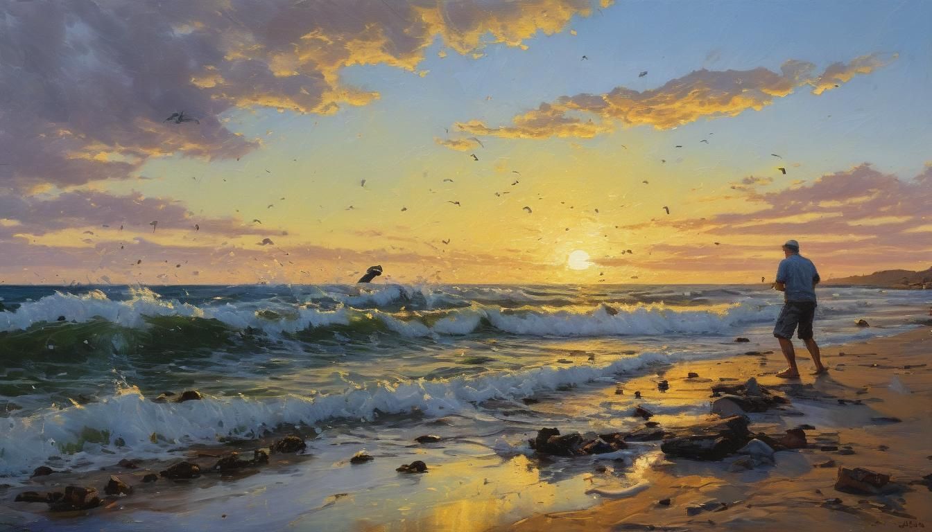 Golden Hour Scene in Oil Painting Style
